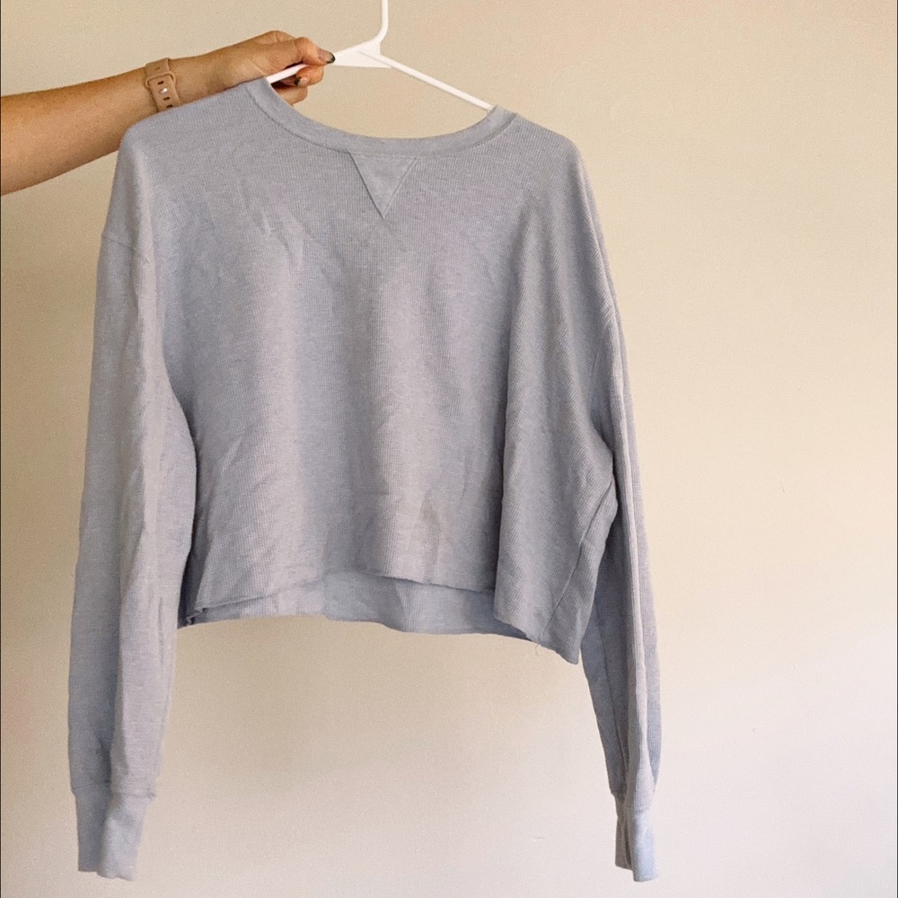 Periwinkle blue cropped long sleeve tee